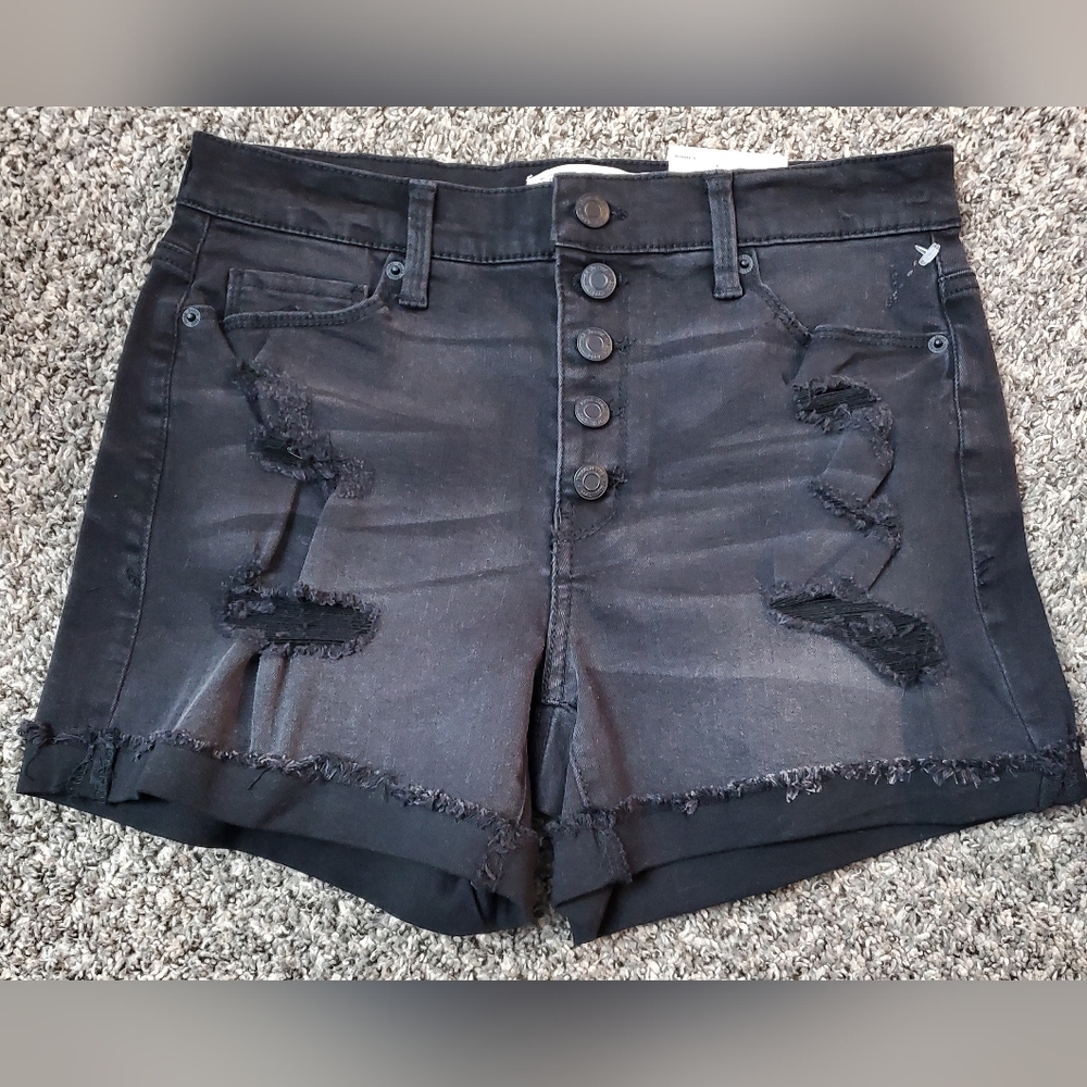 Mudd Mid Rise Shorts Size 7 Button Fly Black
